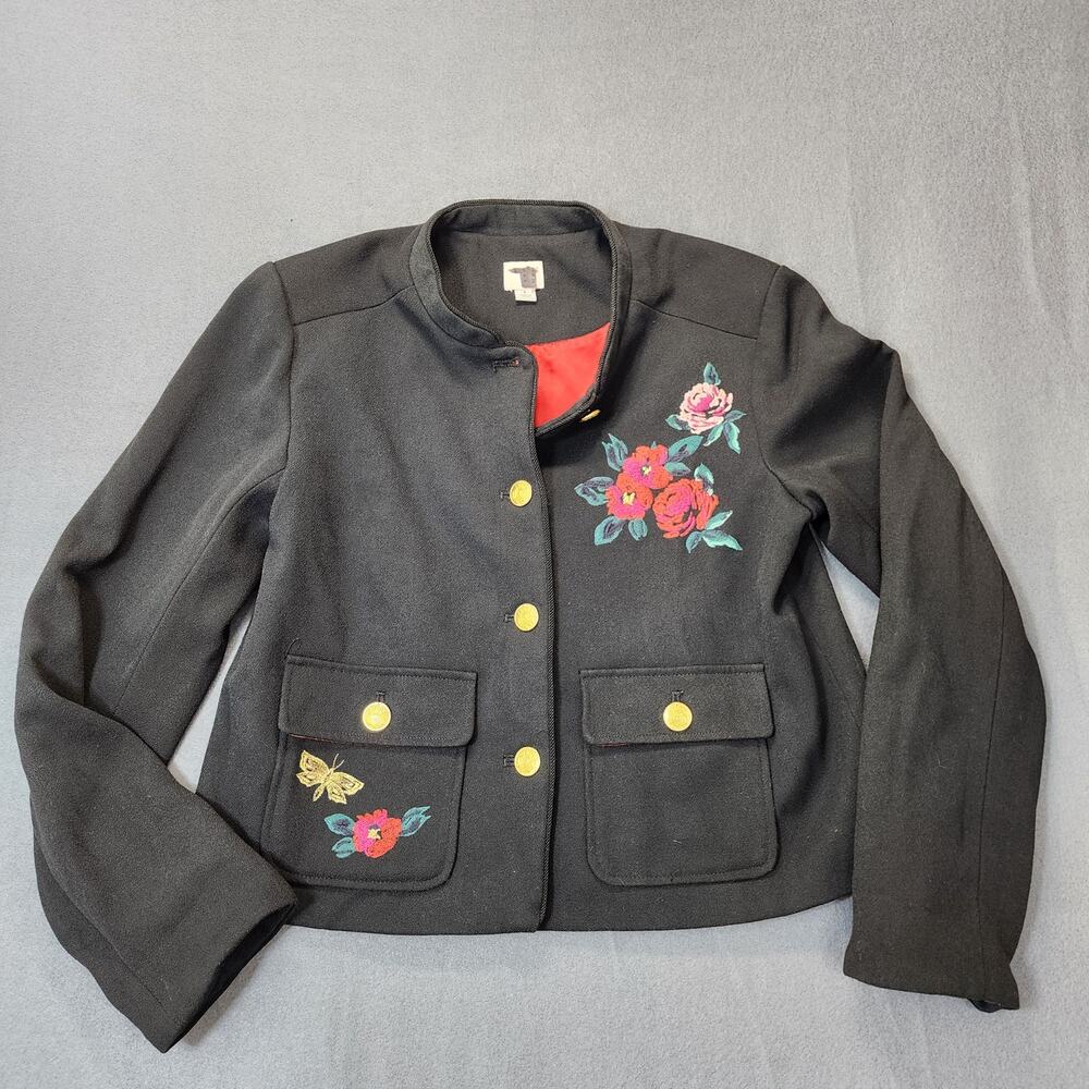 Womens Size 8 Cardigan Blazer Black Floral Art To Wear Office Teacher A New Day